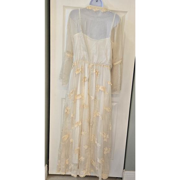 Lucy Paris boho chic dress Crochet trim bell sleeve Western Maxi dress - Picture 5 of 14